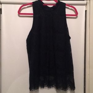 Navy Lace Tank Top